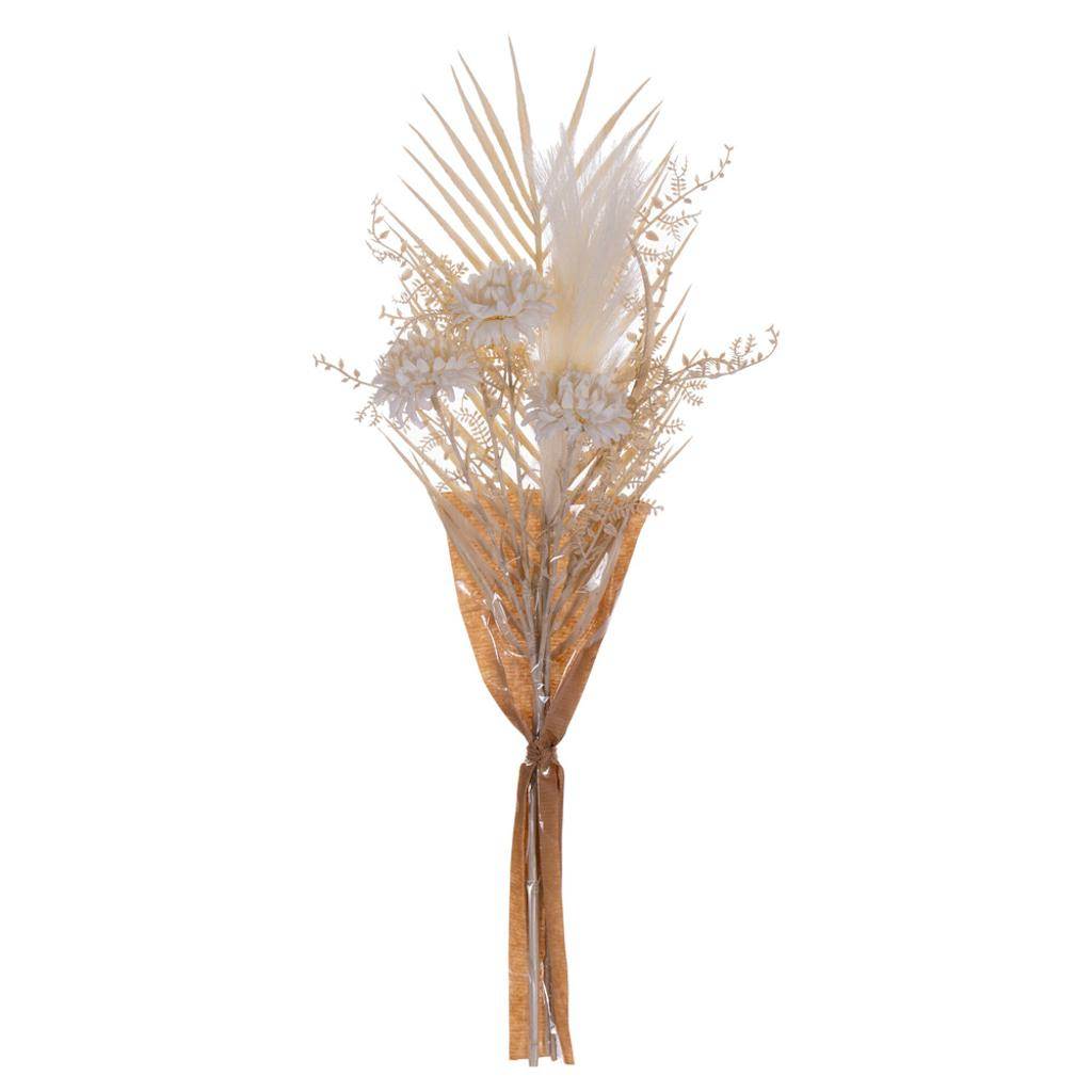 23" Artificial Cream Straw Flower Pampas Grass Palm Fern Bouquet 1
