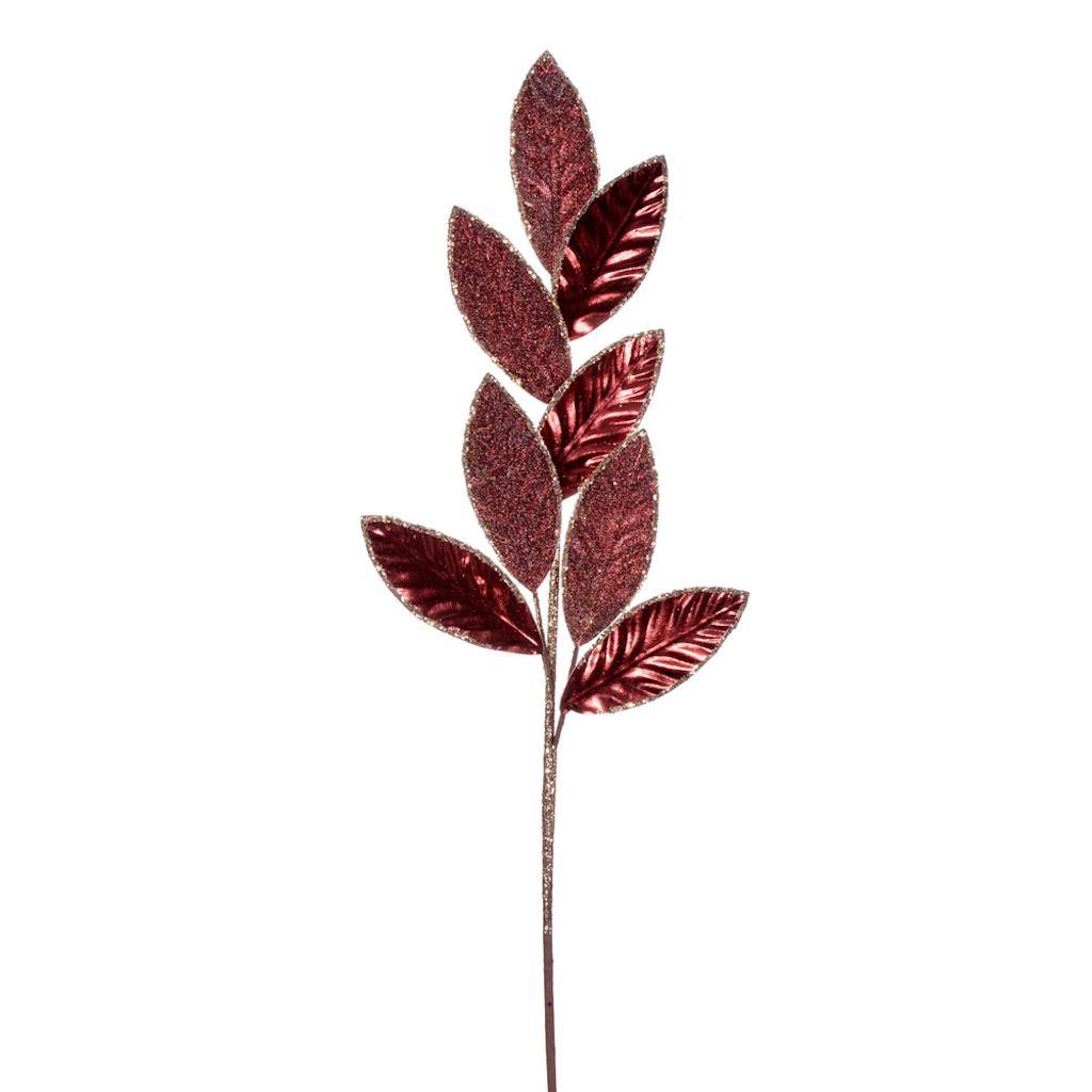 27.5" Artificial Burgundy Metal Leaf Glitter Spray (3 Pack) 1