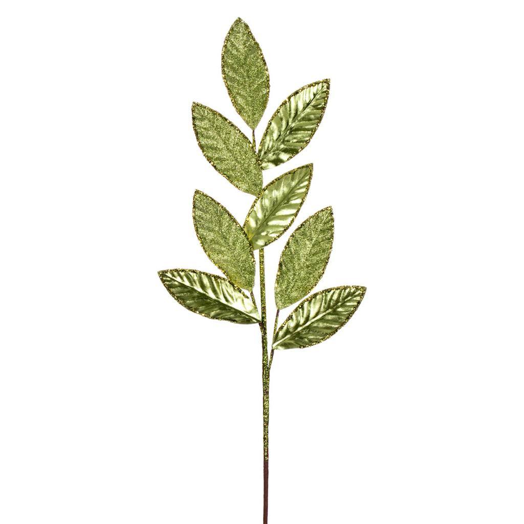27.5" Artificial Lime Metal Leaf Glitter Spray (3 Pack) 1