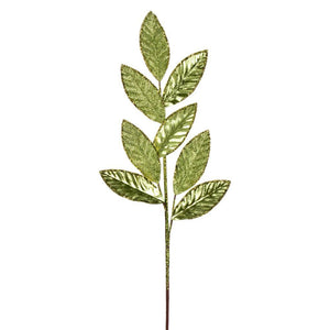 27.5" Artificial Lime Metal Leaf Glitter Spray (3 Pack) 1
