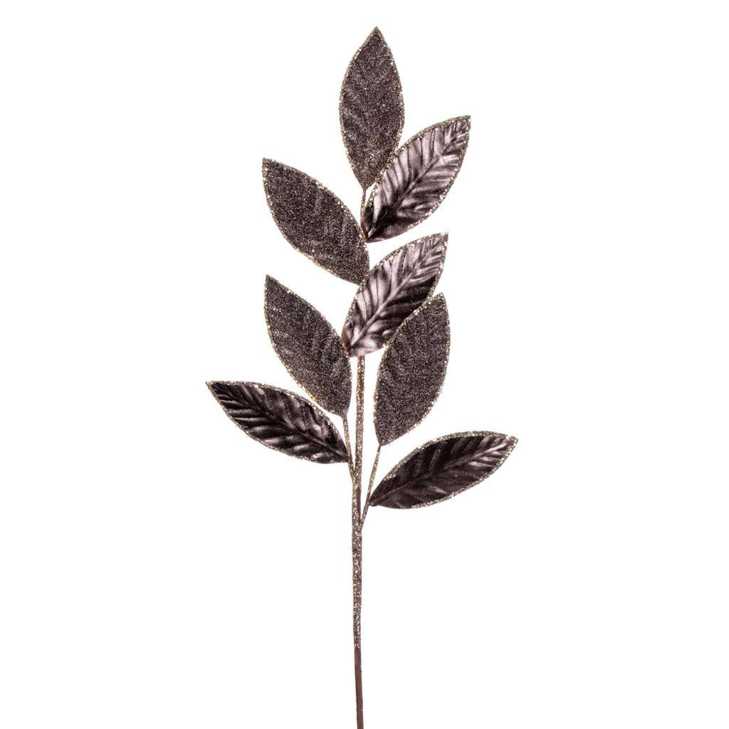 27.5" Artificial Pewter Metal Leaf Glitter Spray (3 Pack) 1