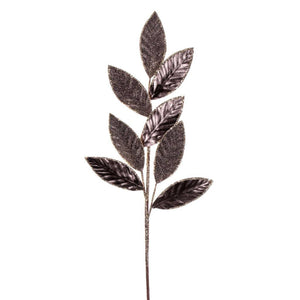 27.5" Artificial Pewter Metal Leaf Glitter Spray (3 Pack) 1