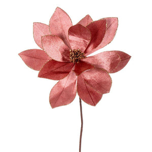 22" Rose Gold Velvet Sheen Glitter Trim Poinsettia Spray (4 Pack) 1