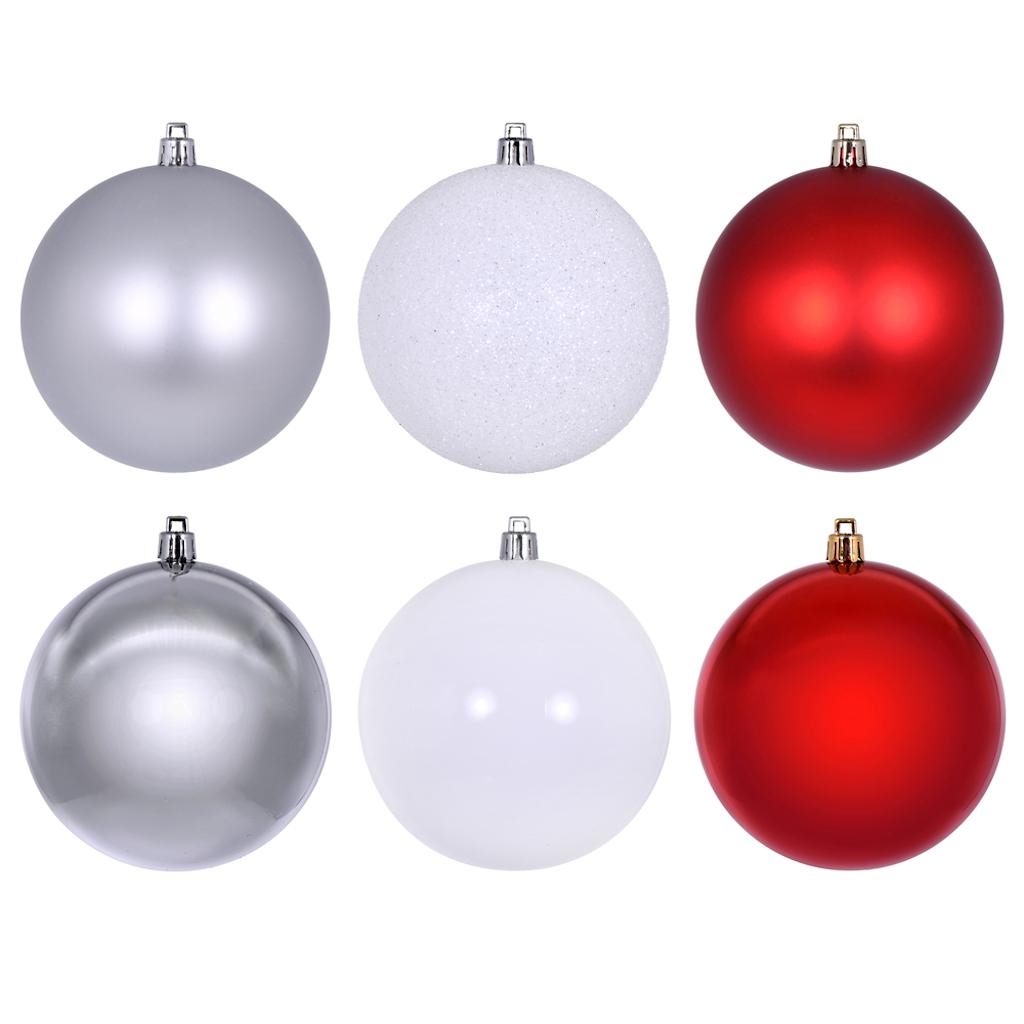 3" Red / Silver / White Ornament Assortment (12 Pack) 1
