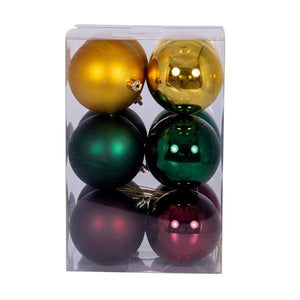 3" Burgundy / Gold / Green Ornament Assortment (12 Pack) 3
