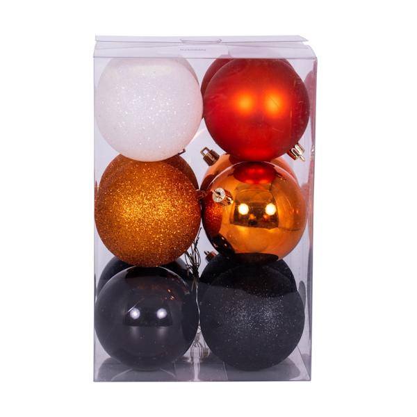 3" Orange / Black / White Ball Ornament Assortment (12 Pack) 3