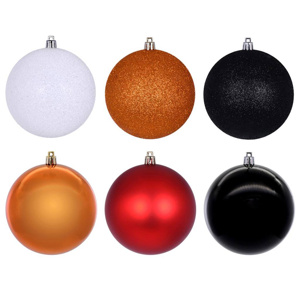 3" Orange / Black / White Ball Ornament Assortment (12 Pack) 1