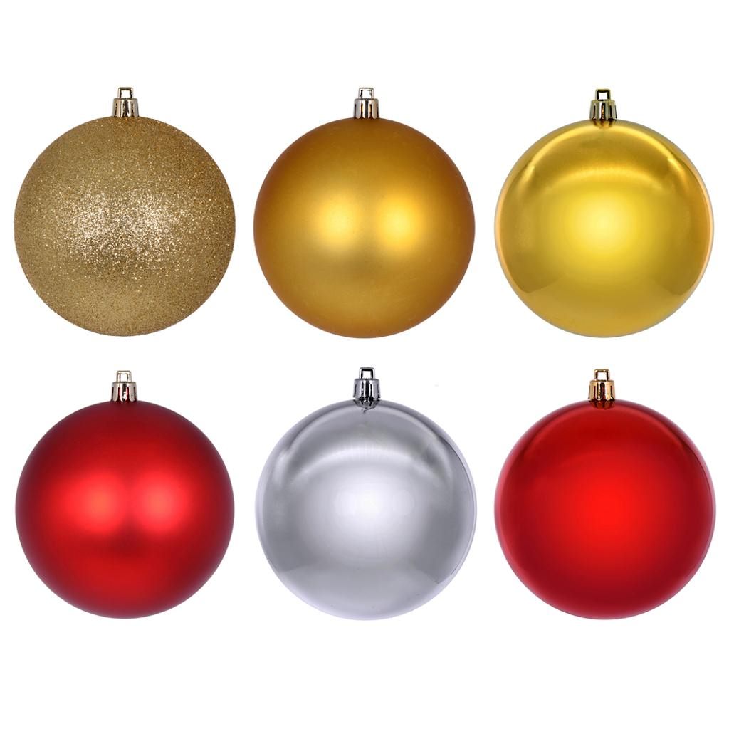3" Gold / Red / Silver Ball Ornament Assortment (24 Pack) 1