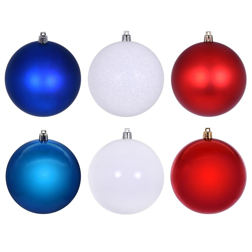 3" Red / White / Blue Ball Ornament Assortment (24 Pack) 1