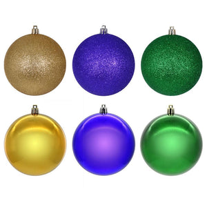 4" Green / Copper-Gold / Purple Ball Ornament Assortment (18 Pack) 1
