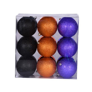 4" Purple / Orange / Black Ball Ornament Assortment (18 Pack) 3