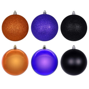 4" Purple / Orange / Black Ball Ornament Assortment (18 Pack) 1