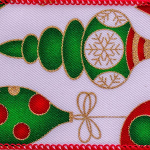 2.5"x30' White Novelty Ornaments Ribbon 2