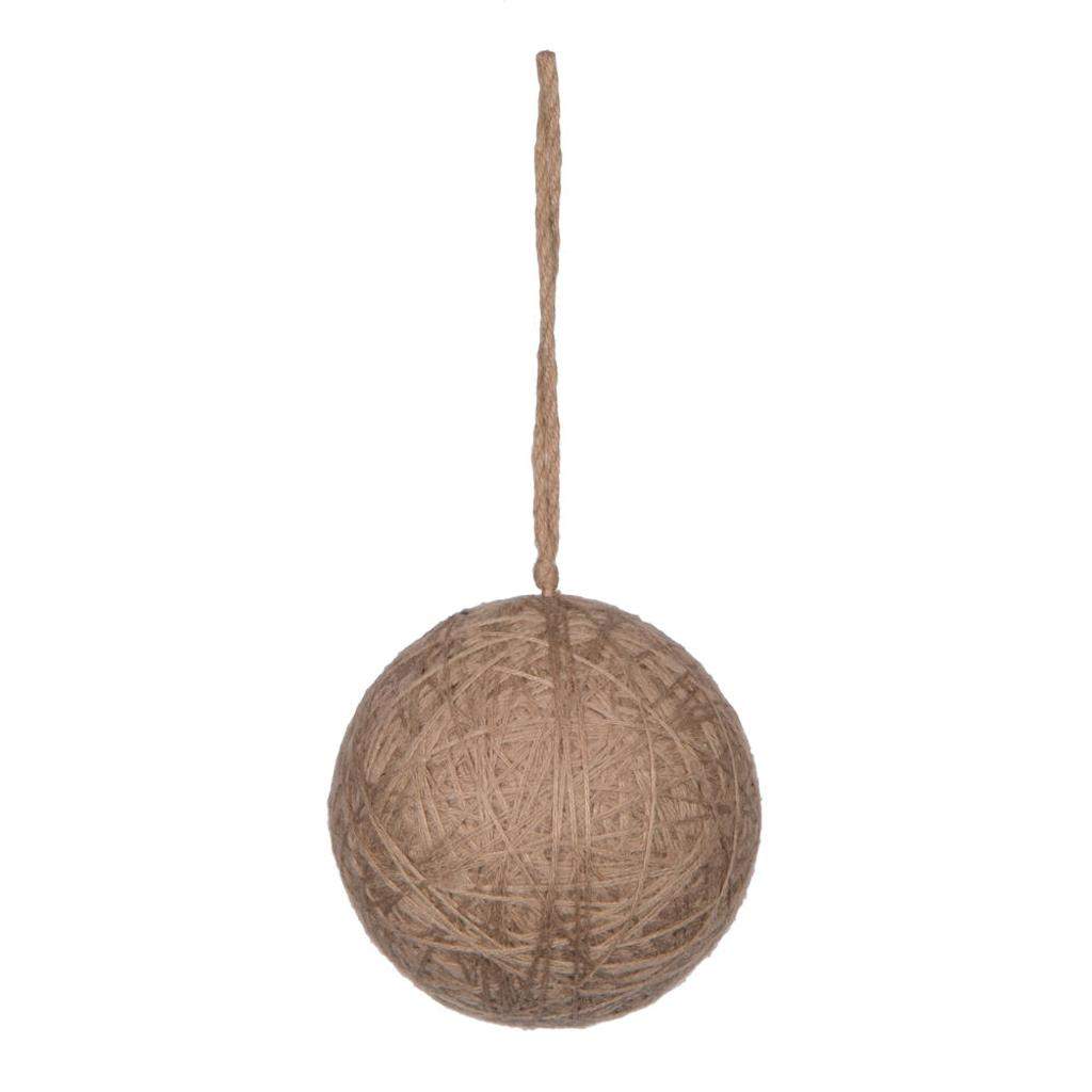 4" Natural Wool String Wrapped Ball Ornament (4 pack) 1