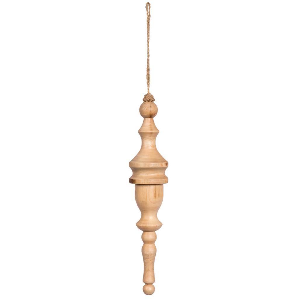 12" Light Natural Turned Wood Finial Ornament (2 Pack) 1