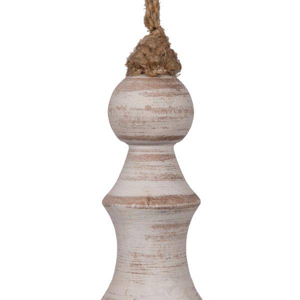 12" White Washed Turned Wood Finial Ornament (2 Pack) 2