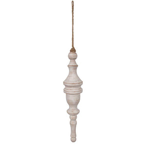 12" White Washed Turned Wood Finial Ornament (2 Pack) 1