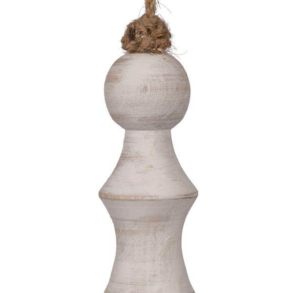 15" White Washed Turned Wood Finial Ornament (2 Pack) 2