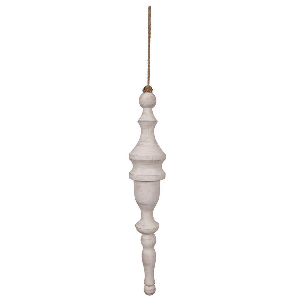15" White Washed Turned Wood Finial Ornament (2 Pack) 1