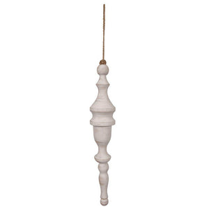 15" White Washed Turned Wood Finial Ornament (2 Pack) 1