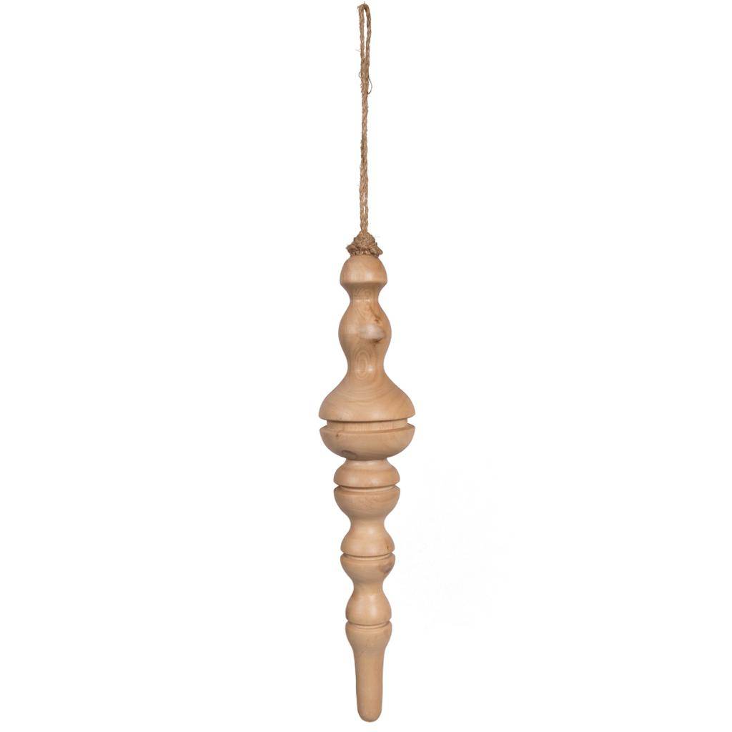 12" Light Natural Turned Wood Finial Ornament (2 Pack) 1