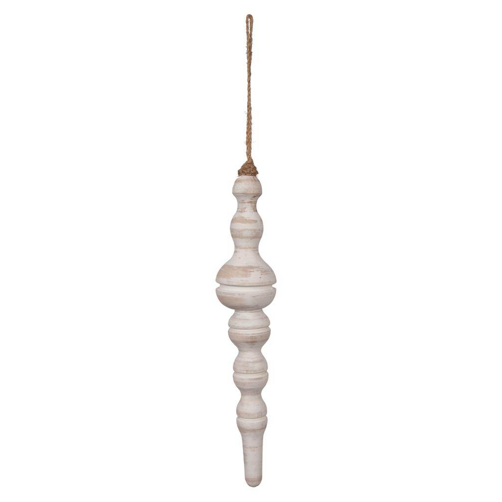 12" White Washed Turned Wood Finial Ornament (2 Pack) 1