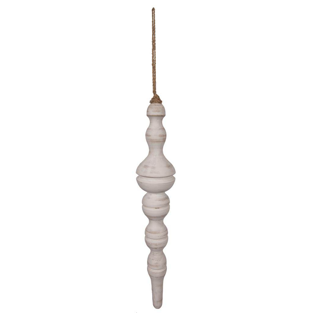 15" White Washed Turned Wood Finial Ornament (2 Pack) 1