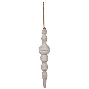 15" White Washed Turned Wood Finial Ornament (2 Pack) 1