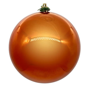 3" Burnished Orange Pearl Ball UV Drilled Cap Ornament (12 Pack) 1