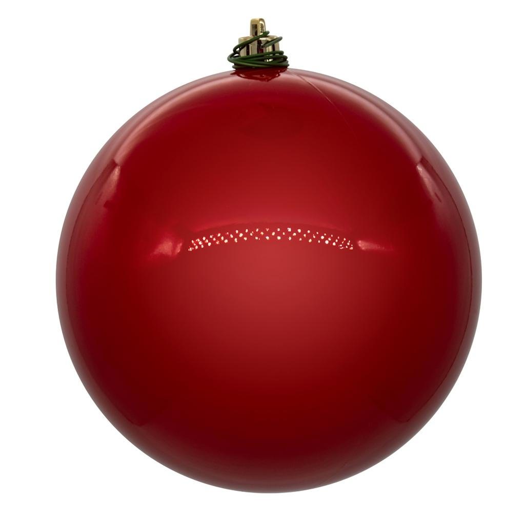 8" Red Pearl Ball UV Drilled Ornament 1
