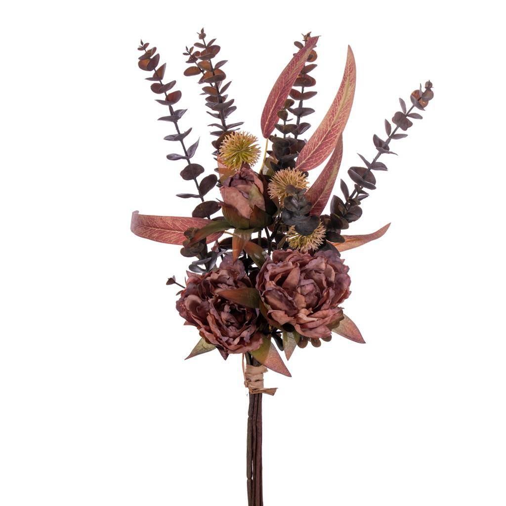 21.5" Artificial Mauve Dried Peony Eucalyptus Spray 1