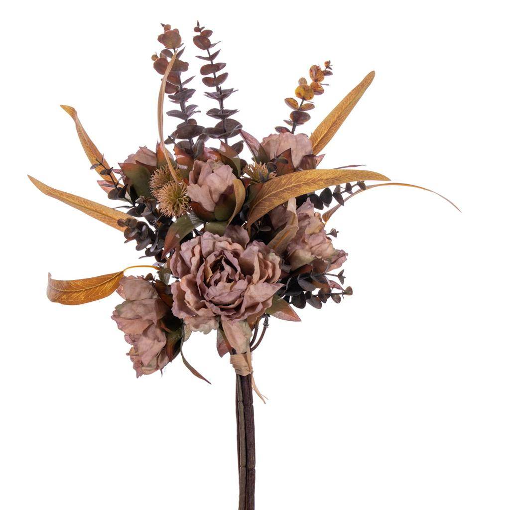 21.5" Artificial Tan Dried Peony Eucalyptus Spray 1