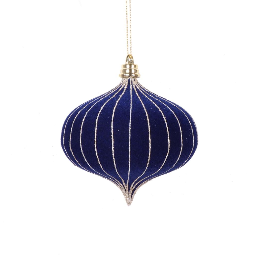 4" Midnight Blue Glitter Onion Ornament (3 Pack) 1