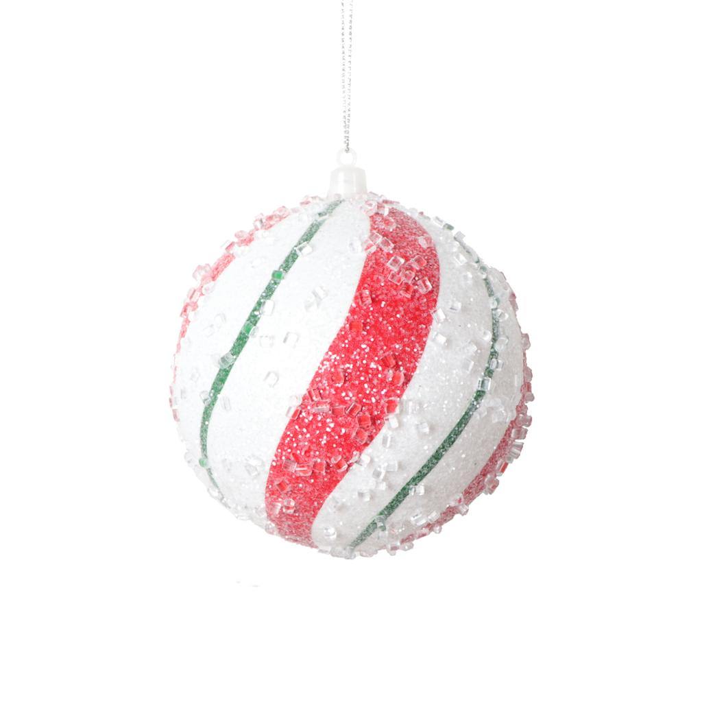 4.7" Red / White / Green Swirl Ball Ornament (2 pack) 1
