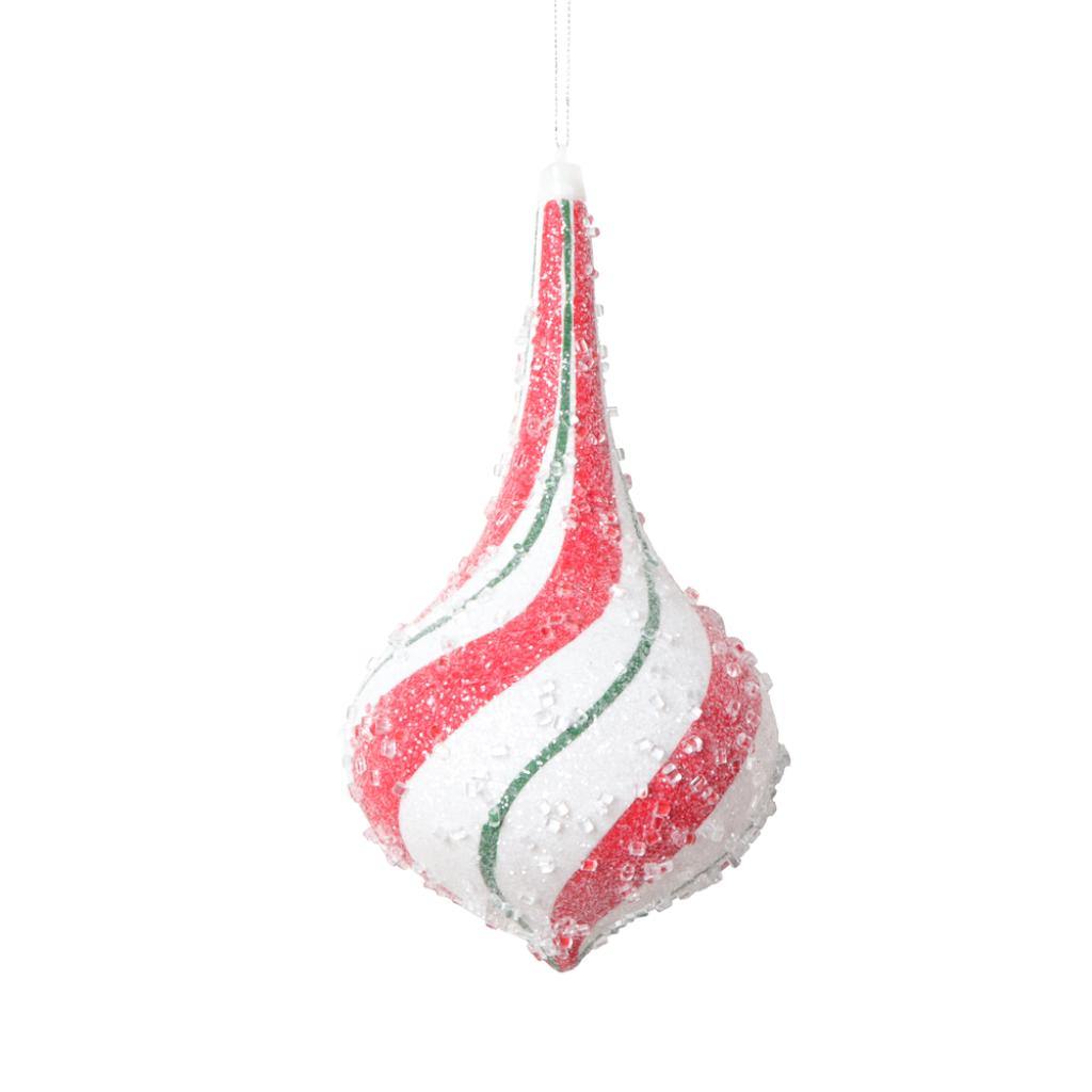 8" Red/Green/White Swirl Drop Christmas Tree Ornament (2 Pack)(2 Pack) 1