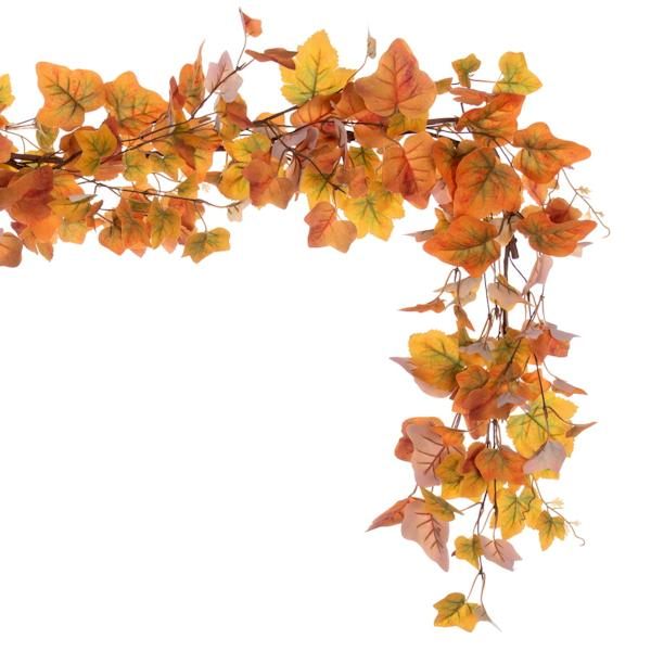 5' Artificial Fall Orange Leaf Garland 3