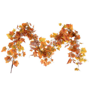 5' Artificial Fall Orange Leaf Garland 1