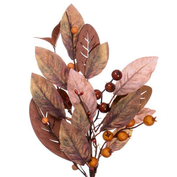 22" Artificial Green / Brown Leaf Unlit Wreath 2