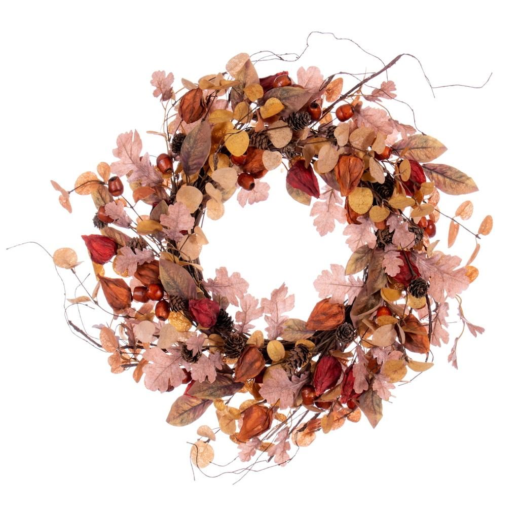 22" Artificial Cream Red Unlit Wreath Candle Ring 1