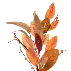 22" Artificial Cream / Red Leaf Unlit Wreath 2