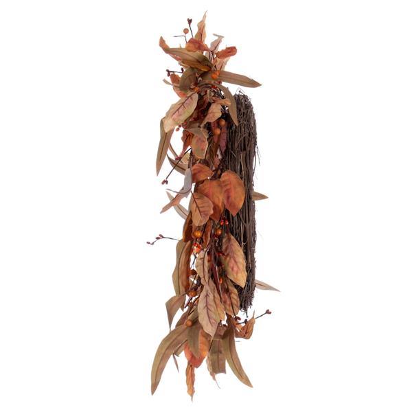 22" Artificial Cream / Red Leaf Unlit Wreath 3