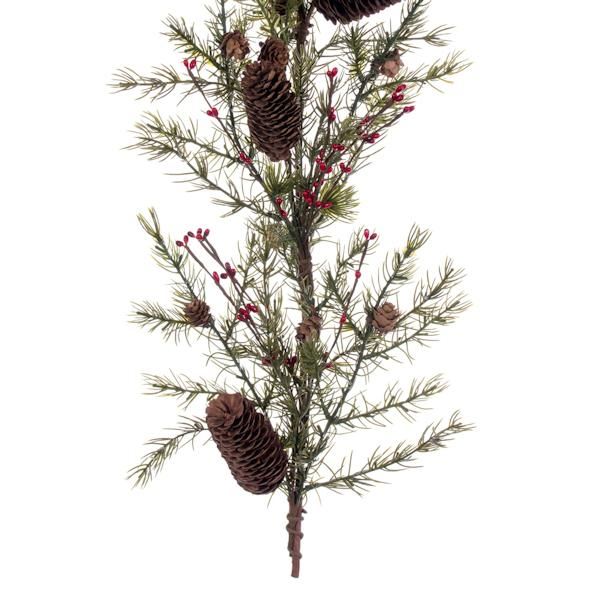 5' Artificial Green Leaf with Berries and Pinecones Garland 4