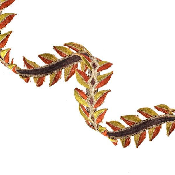 2.5" x 15' Olive Harvest Leaves Ribbon 2