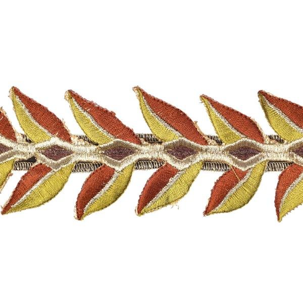 2.5" x 15' Olive Harvest Leaves Ribbon 3