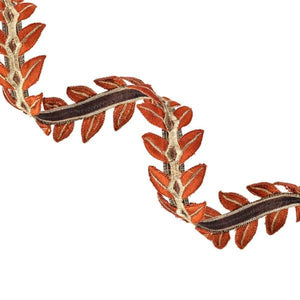 2.5" x 15' Orange Harvest Leaves Ribbon 2
