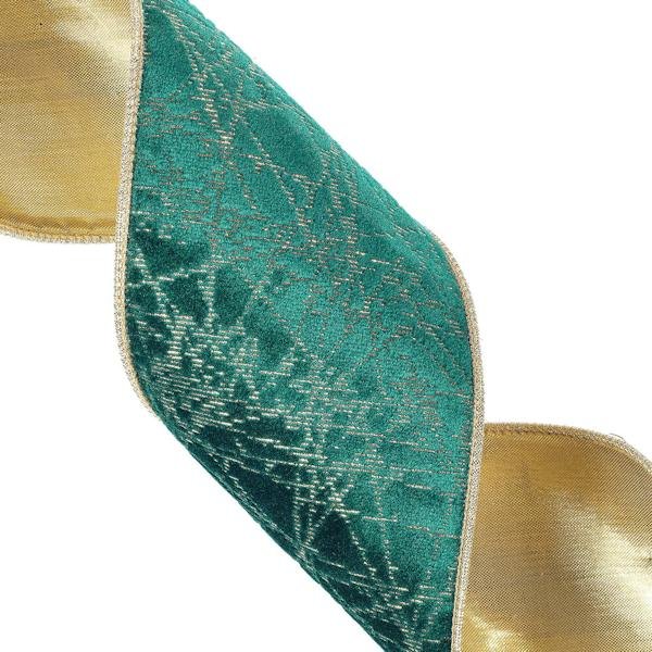 4" x 30' Dark Green / Gold Lines Ribbon 2