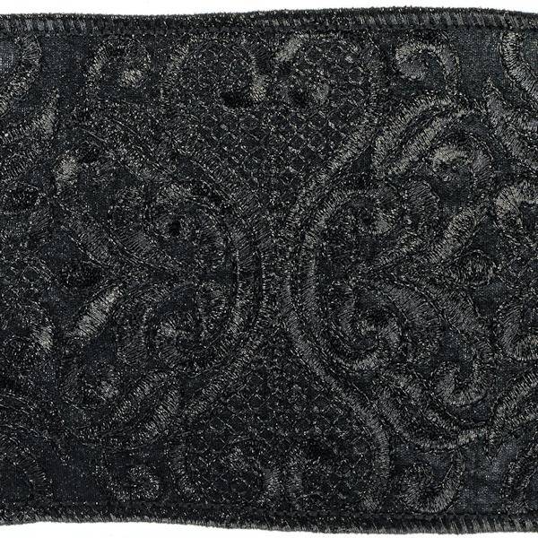 4" x 15' Black Embroidery Ribbon 3