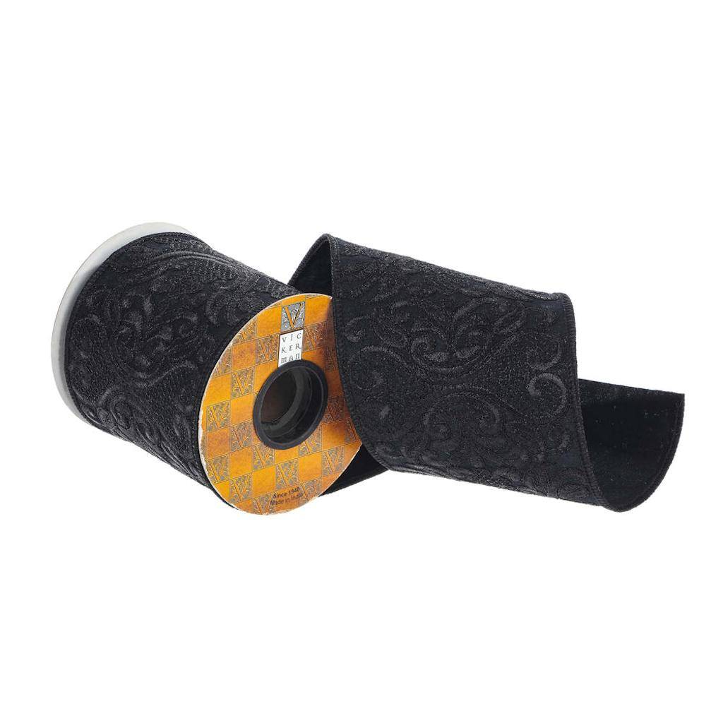 4" x 15' Black Embroidery Ribbon 1