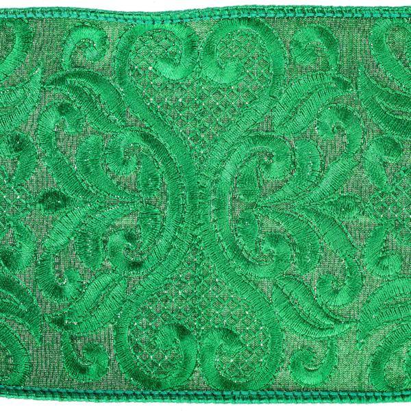 4" x 15' Green Embroidery Ribbon 3