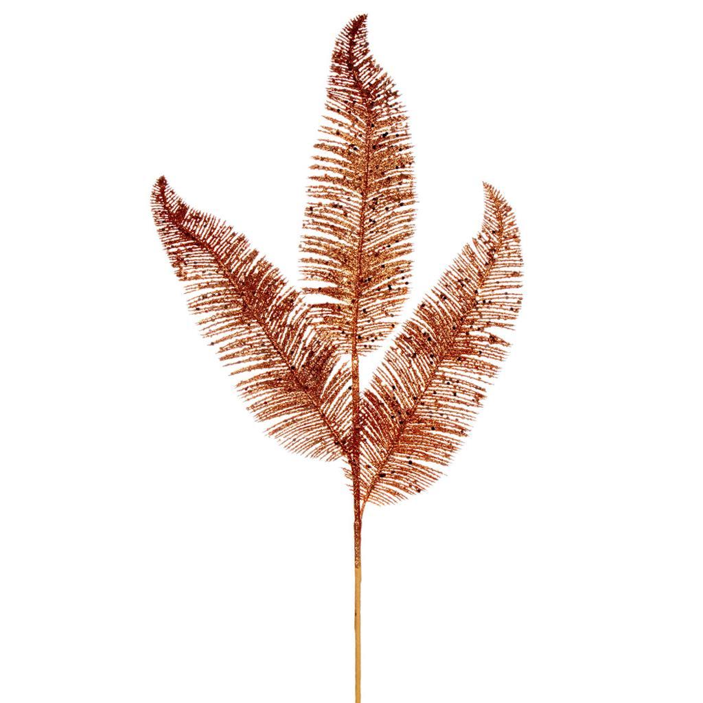 24.5" Rose Gold Feather Fern Glitter Spray (6 Pack) 1